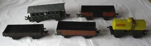 Konvolut 5x Zeuke Bahnen Spur 0 Güterwagen, Minol Kesselwagen, Waggon (112914)