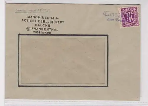 907302 Brief Alliierte Besetzung Bizone Notstempel Elsmhausen über Benzheim