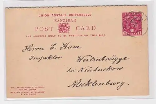 907344 Ganzsachen Klappkarte Zanzibar Sansibar Tansania DOA - Westenbrügge 1897