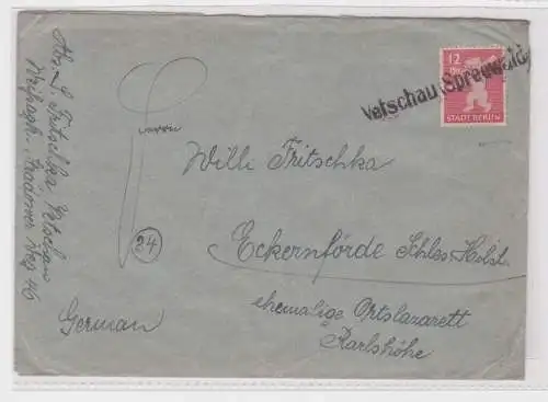 907423 Brief Alliierte Besetzung Berlin Notstempel Vetschau 1946 geprüft