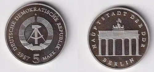 DDR Gedenk Münze 5 Mark Brandenburger Tor 1987 PP (166900)