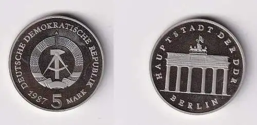 DDR Gedenk Münze 5 Mark Brandenburger Tor 1987 PP (166960)
