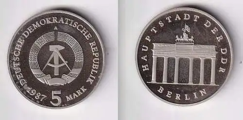 DDR Gedenk Münze 5 Mark Brandenburger Tor 1987 PP (167268)