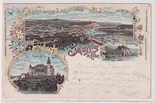 90566 Lithographie Ak Gruss aus Aussig an der Elbe Usti nad Labem 1897