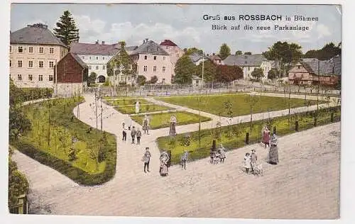 908197 Ak Gruss aus Rossbach in Böhmen Blick auf die neue Parkanlage 1930