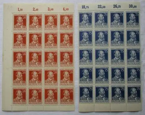 SBZ 2x 20er Teilbogen Heinrich von Stephan 1947 Mi 963-964 postfrisch (166920)