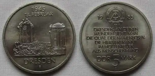 DDR Gedenk Münze 5 Mark Ruine Frauenkirche Dresden 1985 Stgl. (103327)