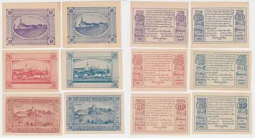 2 x 10,20 & 50 Heller Banknoten Notgeld Gemeinde Herzogsdorf 1920 (154715)