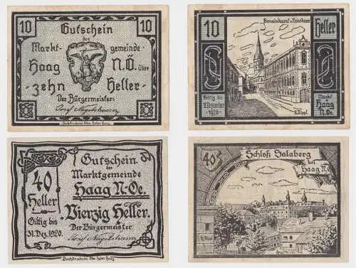 10 & 40 Heller Banknoten Notgeld Marktgemeinde Salaberg 1920 (154762)