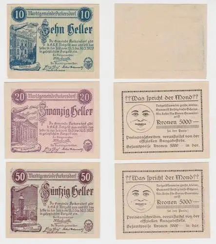 10,20 und 50 Heller Banknoten Notgeld Marktgemeinde Purkersdorf 1920 (154590)