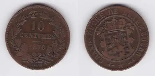 10 Centimes Kupfer Münze Luxemburg 1870 (154429)