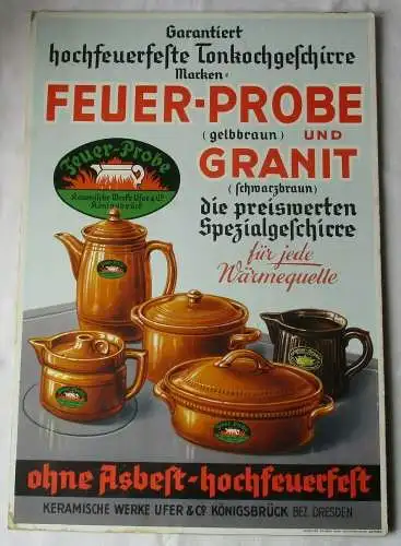 Reklame Aufsteller Kochgeschirr Keramische Werke Ufer & Co. Königsbrück (125877)