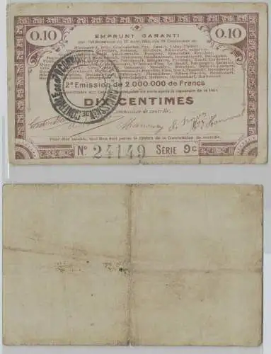 10 Centimes Banknote Frankreich Notgeld 70 Communes 23.4.1915 (159335)