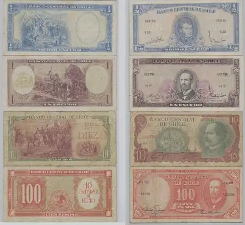 4 x Banknote 1/2 bis 100 Pesos Chile 2001 Pick 154 (153431)
