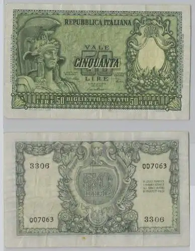 50 Lire Banknote Italien Italia 1951 Pick 91 b (153570)