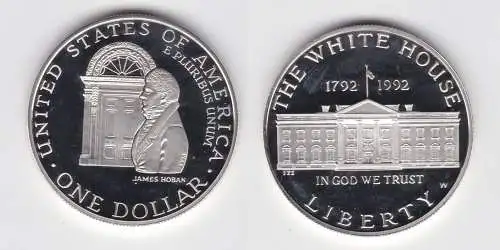 1 Dollar Silber Münze  USA 1992 W 200 Jahre weißes Haus PP (125493)