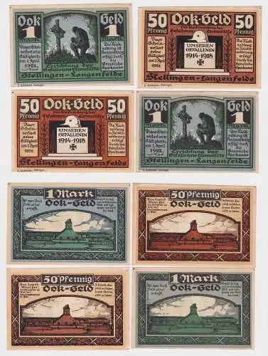 4 Banknoten Notgeld Stellingen Langenfelde Gefallenen Ehrenstätte (1922)(121902)