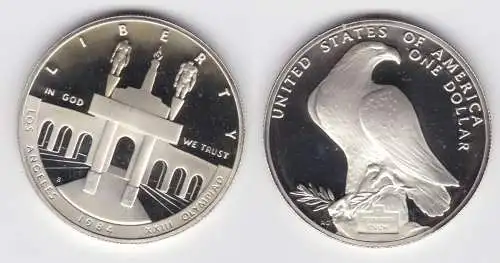1 Dollar Silber Olympia 1984 in Los Angeles Stadion Weißkopfseeadler S (129119)