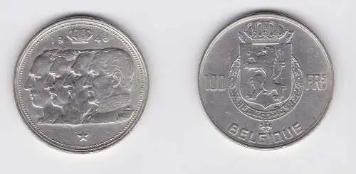 100 Franc Silber Münze Belgien 1948 (134971)