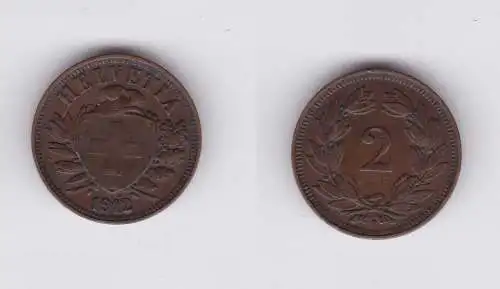 2 Rappen Kupfer Münze Schweiz 1912 B (120067)