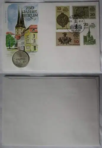 112646 Numisbrief 750 Jahre Berlin Nikolaiviertel mit 5 Mark Münze DDR von 1987
