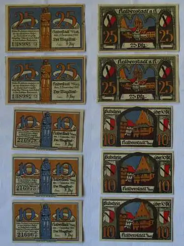 5 Banknoten Notgeld 10 - 25 Pfennig Stadt Halberstadt 2. November 1920 (139923)