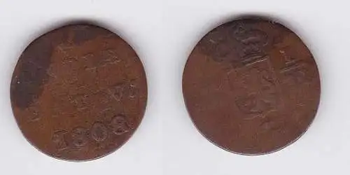 1/32 Stuiver Kupfer Münze Niederländisch Indien Batavia 1808 (119584)