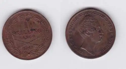 1 Schilling Kupfer Münze Schweden 1847 (119569)