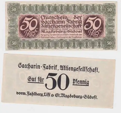 50Pfennig Banknote Notgeld Sacharin Fabrik Magdeburg vorm.Fahlberg List (120577)