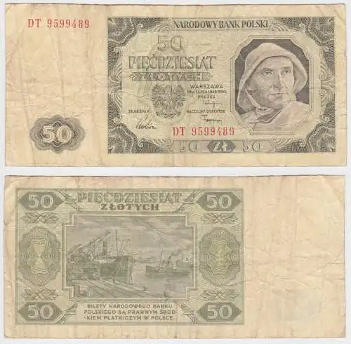 50 Zlotych Zloty Banknote Narodowy Bank Polen 1948 Pick 138 (158521)