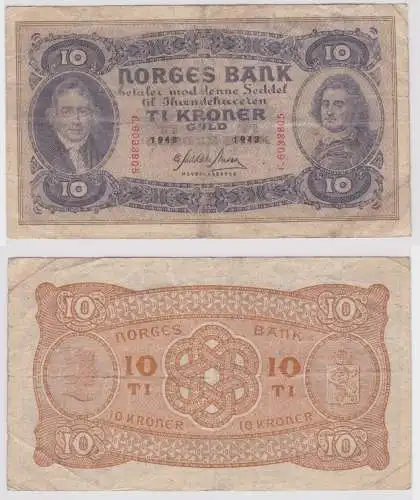 10 Kronen Banknote Norwegen 1943 Pick 8 c (159378)