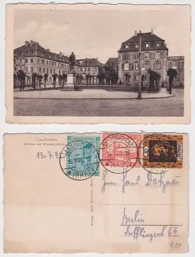 82330 Ak Saarbrücken - Schloss mit Bismarckdenkmal 1925