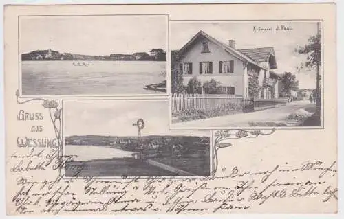 901488 Mehrbild Ak Gruß aus Wessling Krämerei usw. 1904