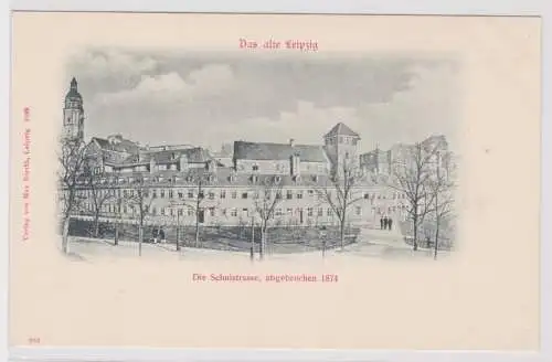 97066 Ak Das alte Leipzig - Panorama der Schulstraße um 1900