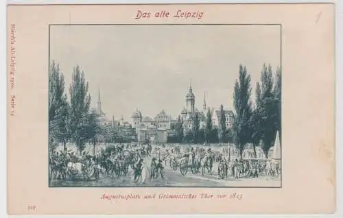 58069 Ak Das alte Leipzig - Augustusplatz und Grimmaisches Thor vor 1813