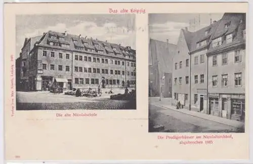 901180 Ak Das alte Leipzig - Die alte Nicolaischule, Predigerhäuser
