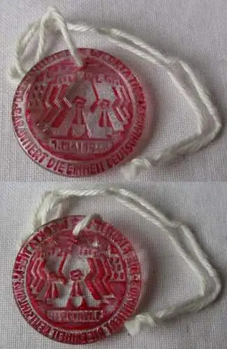 Rares Glas Abzeichen 1.Mai 1948 Einheit der Werktätigen garantiert die  (139934)