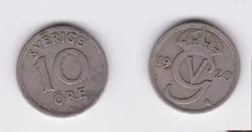 10 Öre Silber Münze Schweden 1920 (161218)