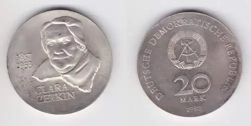 DDR Gedenk Münze 20 Mark Clara Zetkin 1982 (160502)