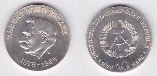 DDR Gedenk Silber Münze 10 Mark Albert Schweitzer 1975 Stgl. (160608)