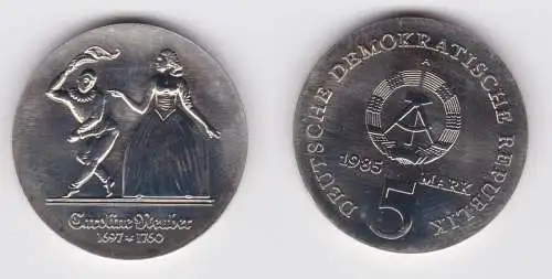 DDR Gedenk Münze 5 Mark Caroline Neuber 1985 (160840)