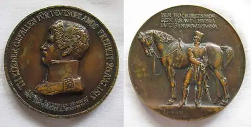 Seltene Bronze Medaille Theodor Körner 1813-1913 von F.Hörnlein  (160922)
