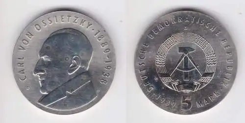 DDR Gedenk Münze 5 Mark Carl von Ossietzky 1989 Stempelglanz (160622)