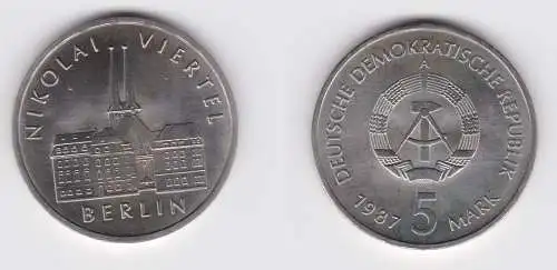 DDR Gedenk Münze 5 Mark Berlin Nikolai Viertel 1987 (160927)