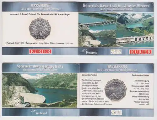 Coin Card 5 Euro Silber Münze Österreich 2003 Wasserkraft (160462)