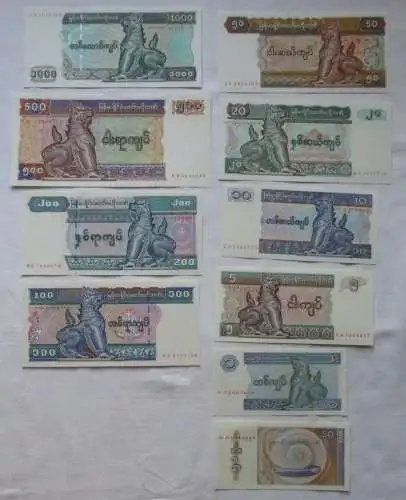 50 Pyas bis 1000 Kyats Banknoten Myanmar 1994-2004 UNC (126064)