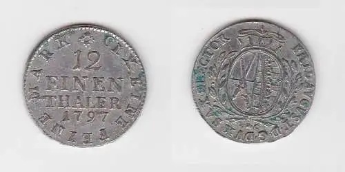 1/12 Taler Silber Münze Sachsen 1797 IEC (130209)