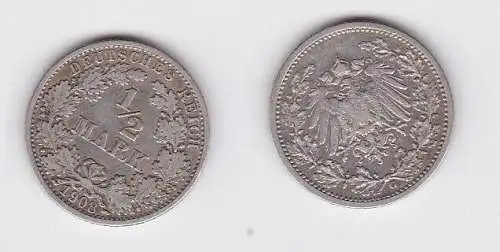 1/2 Mark Silber Münze Deutsches Reich 1908 G  (130111)