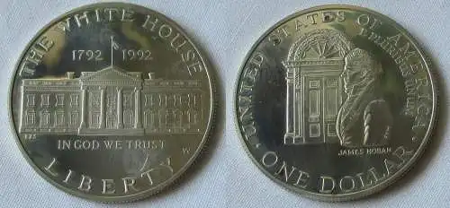 1 Dollar Silber Münze  USA 1992 W 200 Jahre weißes Haus (115605)