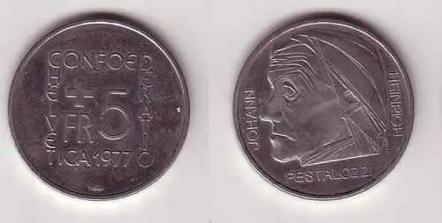5 Franken Nickel Münze Schweiz Johann Heinrich Pestalozzi 1977 (113993)